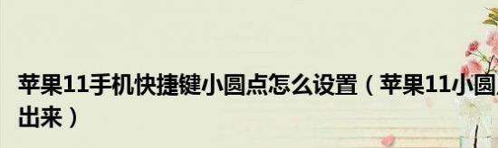 苹果快捷键小圆点怎么设置？详细步骤解析！  第1张